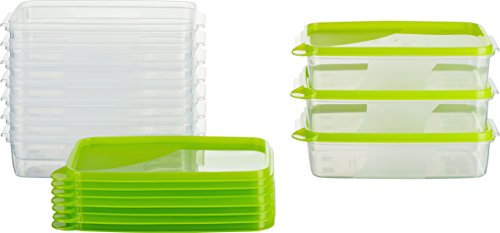 MiraHome Gefrierdosen 10x0,75L rechteckig grün – Vorratsdosen mit Deckel luftdicht – Transparente Frischhaltedosen mit Deckel – Aufbewahrungsbox Küche für Mealprep & Organisation – Austrian Quality
