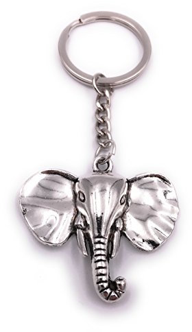 H-Customs Elefant mit großen Ohren Schlüsselanhänger Anhänger Silber aus Metall