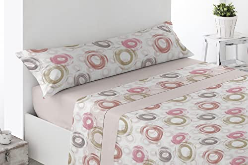 Energy Colors Textil - Hogar - Atlanta - Juego Sábanas Estampada Infantil Cama 90 Verano Microfibra (Circulos Beige)