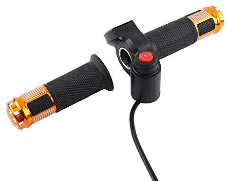 Keenso Gasgriff Lenker, 4 Farben Twist Gasgriffe 3 Geschwindigkeit mit LED-Display-Griff für E-Bike(Gold)