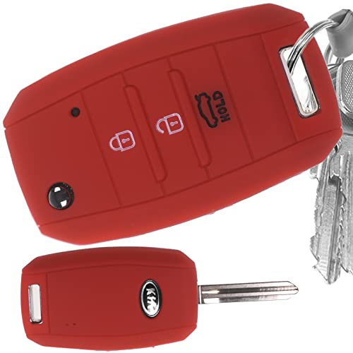 Klapp Schlüssel Hülle Rot Kompatibel mit KIA Picantio Rio Ceed Soul Sportage Stonic Carens