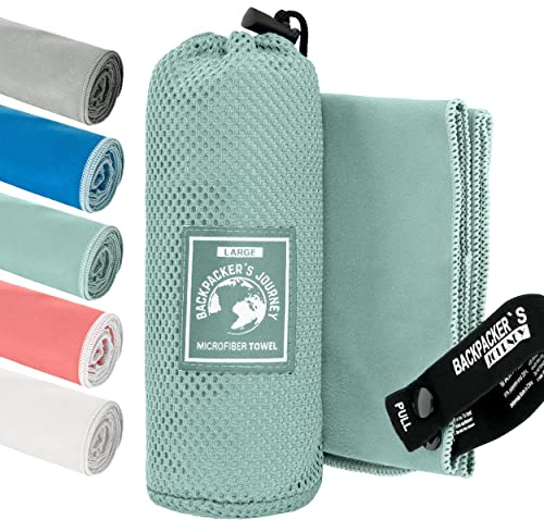 Backpacker's Journey Mikrofaser Handtücher in S M L XL. Reisehandtuch Sets leicht, schnelltrocknend, saugfähig und antibakteriell (türkis M)