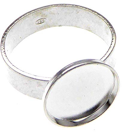 2 Stück 925 Sterling Silber Ring Rohling mit 12mm Fassung Ringgrösse verstellbar zur Schmuckherstellung