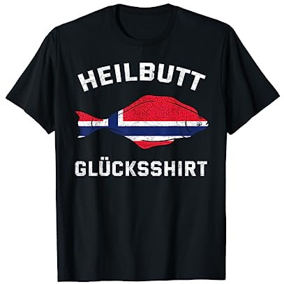 Heilbutt Glücksshirt Norwegen Flagge Angler Reise Geschenk T-Shirt