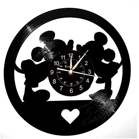 Smotly Wanduhr aus Vinyl mit Mickey-Motiv, große Wanduhr, Dekoration, Geschenk, handgefertigt