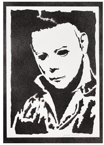 moreno-mata Echtes Handgemachtes Graffiti Halloween Horror Filme Aesthetic Poster & Kunstdrucke Bilder Michael Myers Plakat Handmade Deko Wandbilder Wohnzimmer Wanddeko Geschenke für Männer und Frauen
