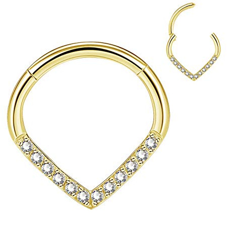 CM Crareesi Mania Tropfen Ohrring Creolen Helix Piercings Chirurgenstahl 16G Conch Piercing Ring Tragus Piercing Silber V-Form Helix Nasen Septum Rook Ring Hoop Knorpel Nasenpiercing mit Zirkonia
