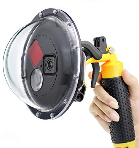 GEPULY Dome Port for GoPro Hero 13 12 11 10 9 Black, Dome Port Lens with Waterproof Diving Housing Case, Trigger, Floating Hand Grip, Built-in Switchable Red Filter and 10x HD Macro Filter