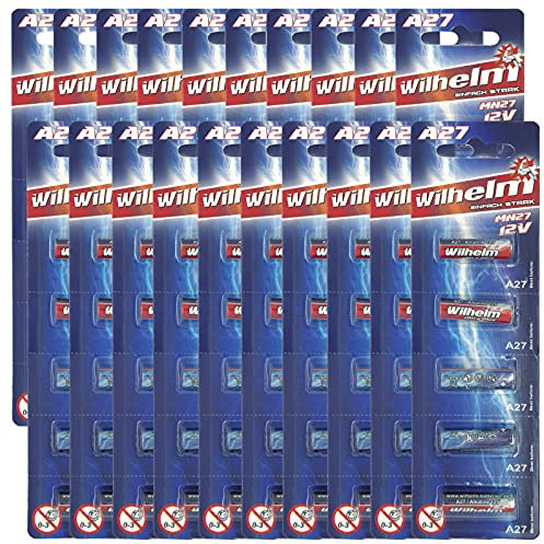 100 x A27 12V Wilhelm Alkaline Batterien MN27 V27GA 27A 12 Volt 25 mAh