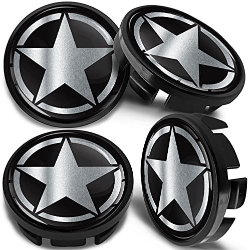 SkinoEu 4 x 65mm Nabendeckel Felgendeckel Radnabenabdeckung Nabenkappen Felgenkappen Radkappen Alufelgen Kompatibel mit VW 3B7 601 171 / 6U7 601 171 Schwarz Silber CV 43