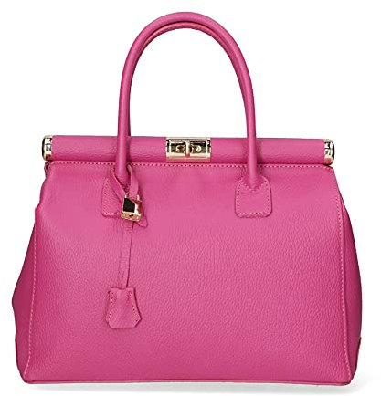Chicca Borse Borsa top handle donna borsa a mano in pelle dollaro borsa media italiana - Fucsia