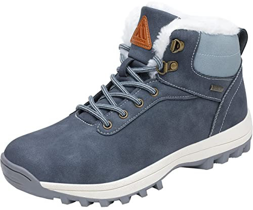 Mishansha Scarponcino Uomo Donna Stivaletti Invernale Impermeabili Stivali Piatti Scarpe da Neve con Calda Foderata - Comode Leggeri Antiscivolo, Blu Egeo, 38 EU