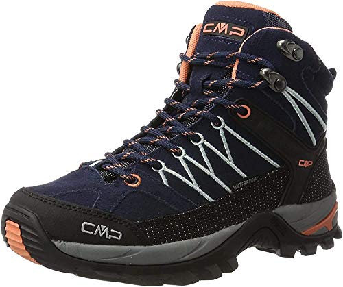 CMP Rigel Mid Trekking Shoe WP, Chaussures de Marche Femme, B Blue Giada Peach, 44 EU