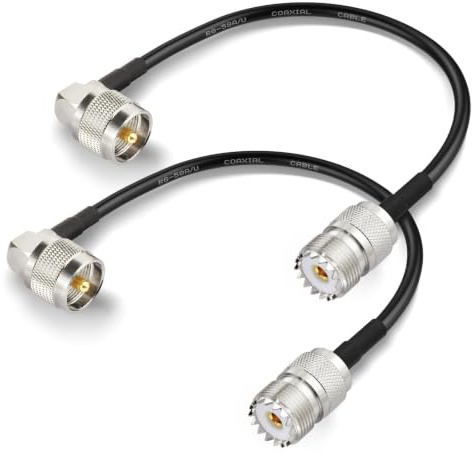 Superbat CB Antennen Kurzes Kabel 2-Pack | PL259 Stecker zu SO239 Buchse | RG58 Koaxialkabel 30 cm | 50 Ohm | für SWR-Messer, Antennenanalysator