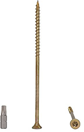 Marcopol 15 Stück Stahl verzinkt 6,0 x 150 mm gelb Holzschrauben Torx Kopf Typ 17 Senkkopf Teilgewinde Spanplattenschrauben