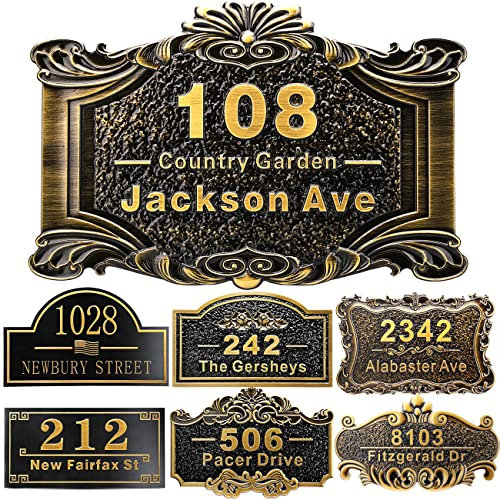 Personalisierte Hausadresse-Schild, 30,5 cm, gegossene Zahlen für den Außenbereich, personalisierte Straßenname, Adressschild, Schild für Briefkasten, Tür, Zimmer, Outdoor, antikes Messing