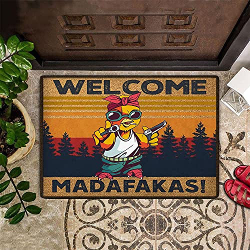 NA Fussmatte innen Chicken Gunman Welcome Madafakas Fußmatte Lustige Willkommens-Fußmatte Eingangsmatte für den Innenbereich deko Wohnzimmer