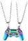 GAUEIOUR Game Controller Necklaces, 2-Pack Split Magnetic Colorful Copper Necklaces, Friendship & Love Gifts (Colored)
