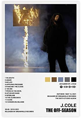 ORROBI J. Cole The Off-Season-Albumcover-Poster, Leinwandposter, Wandkunst, Dekordruck, Bild, Gemälde für Wohnzimmer, Schlafzimmer, Dekoration, ungerahmt, 30 x 45 cm