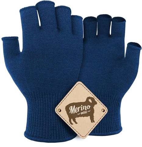 Migliore Wear Merino Unterziehhandschuhe, Touchscreen Merinowollhandschuhe, Fingerloses Innenhandschuhe Skihandschuhe für Kaltes Wetter, Elastische Winterhandschuhe zum Radfahren, Laufen, Fahren