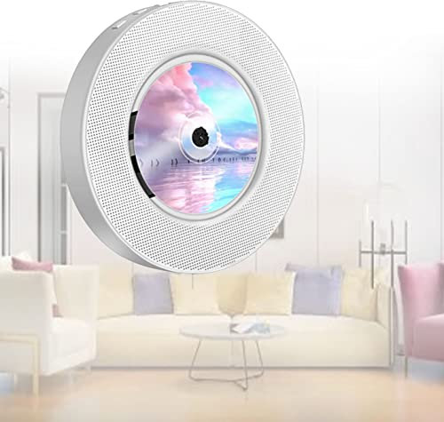 Musik-Player Fernbedienung Home Audio FM-Radio,Bluetooth -Wand montierbare CD -Musik,Tragbarer CD-Player,mit Loop-Wiedergabe,Mit Fernbedienung,für Hause Weiss,weiß