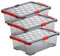 Rotho Evo Total Protection 3er-Set Aufbewahrungsbox 30l mit Deckel, lebensmittelechter Kunststoff (PP) BPA-frei, anthrazit/rot, 30l (59.0 x 39.5 x 18.5 cm)