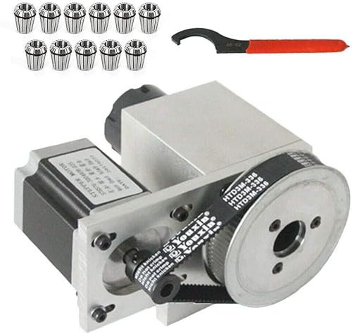 OITTo 4-Achsen-CNC-Fräser-Schrittmotor mit 11-teiligem ER32-Spannzangensatz, CNC-Hohlwelle, 4. Achse, Fräser für CNC-Fräser, Gravierfräsmaschine