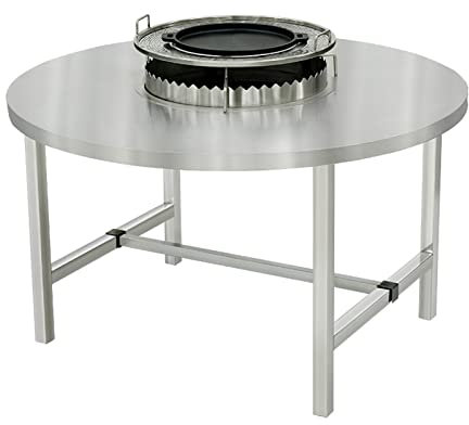 BBQ Grill Feuertopf-Grilltisch Quadratischer runder Edelstahl-Grilltisch Kommerzieller rauchfreier Becken-Grilltisch Grilltisch Campingkocher (Size : Round Table 1.2m)