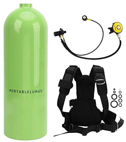 Alomejor Equipo de Snorkel Exterior con Respirador de Buceo, Mochila Ajustable y Tanque de Oxígeno 4L (Verde)