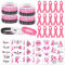 HOWAF Octobre Rose Bracelets en Silicone Broches en Forme De Ruban en Satin Cancer du Sein d'Octobre Rose Ruban Tatouages Temporaires pour Sensibilisation de Cancer Sein d'Octobre Rose Décoration
