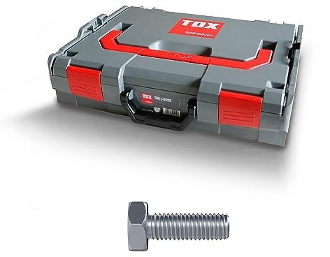 TOX L-BOXX Sechskantschrauben Sortiment DIN 933, effektiv, robust, belast- + stapelbar mit 12-Mulden-Kleinteileinsatz, inklusive Maschinenschrauben in unterschiedlichen Abmessungen, 630 tlg, 094903403