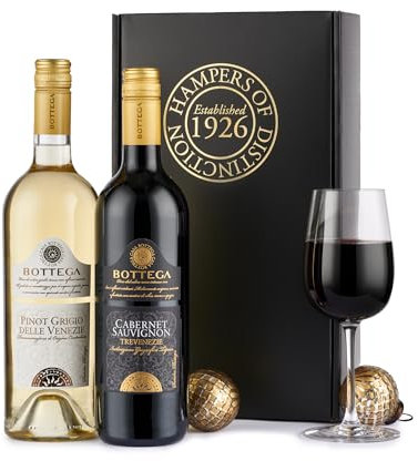 Thornton & France Italian Wine Gift Discovery Duo | Bottega Red & White Wine Duo in Deluxe Gift Box | Two Full Size (75 cl) Bottles From Customer Favourites | Elegant Gift For Him Or Her