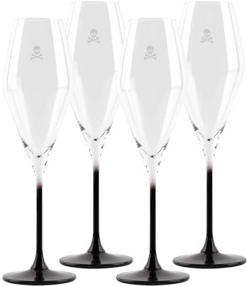 Scalpers - Set de 4 Copas Flauta de Cristal de 39cl - Piezas Elegantes para Champán - Vino Blanco - Apto para Lavavajillas - Vidrio de Cristal