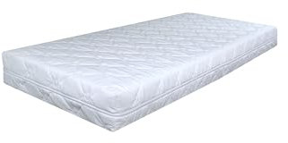 BDW Schaummatratze - H2 Mittelfest - für Baby-, Kinder-, Einzelbett - mit Abnehmbarem Waschbarem Bezug mit Schnellverschluss - Antiallergisch - Doppelseitig - Elastisch - Weiß - 180x90x8cm