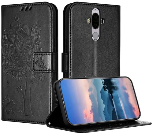 JayModCase Hülle für Huawei Mate 9, Leder Klapphülle Schutzhülle mit [Kartenfach] [Standfunktion] [Magnetverschluss] Handyhülle Kompatibel mit Huawei Mate 9 - Schwarz