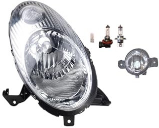 Johns, Scheinwerfer Halogen Front passend für Nissan Micra K12 01/2003-04/05 H4 Rechts + Nebelscheinwerfer + Leuchtmittel