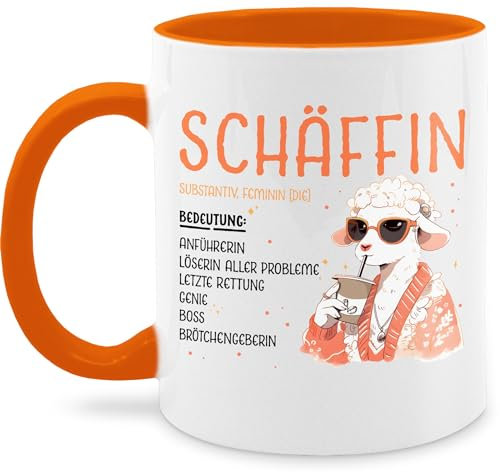 Tasse Tassen 325ml - Job & Beruf - Schäffin I Chefin Geschenk I Anführerin I Leiterin I Vorgesetzte I Lustig I Witzig I Weihnachten - 325 ml - Orange - kaffeebecher sprüche arbeit schaf haferl
