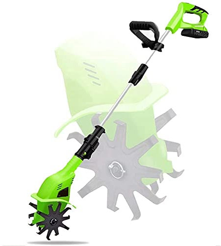 Motozappe/coltivatori elettrici a Batteria, 40 Minuti di Lavoro, motozappe da Giardino a Batteria da 20 V, Asta Retrattile da 97 cm-127 cm e Impugnatura Regolabile Coltivatore Elettrico, Batteria da