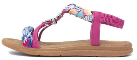 Lilley Simone Womens Fuchsia Ribbon Twist Sandal - Size 6 UK - Pink