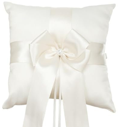 JAWSEU Hochzeit Ring Kissen, Ringkissen Hochzeit Kissen Ringbox Hochzeitskissen HüLle TräGer Romantisch Weiß Traukissen Ringe Box Dekor Kissen Hochzeit Ring Kissen Weiß Eheringe Ringe Kissen