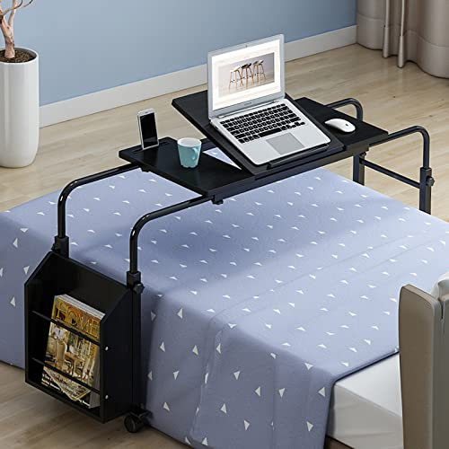Höhenverstellbarer Überbetttisch mit Rollen und neigbarer Tischplatte – Medizinischer Rolltisch für Zuhause und Krankenhaus – Computertisch Steharbeitsplatz – Essens-Tablett Schreibtisch