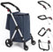LEUYA ABC Grocery Trolley, 4 Wheel Aluminium Shopping Cart, 46L Folding Shopping Trolley with Insulated Cooling Bag (Blue)