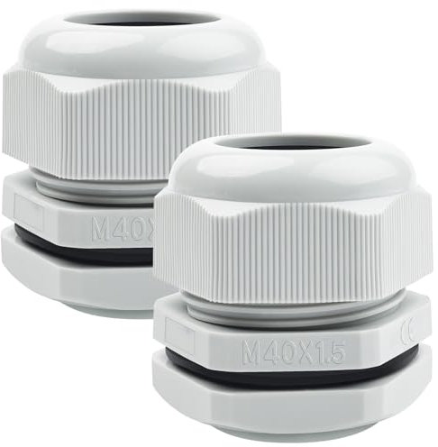 M40 Cable Glands 2Pcs - Caianwin 40mm Stuffing Glands IP68 Waterproof Plastic Nylon Compression Glands Connectors for Electrical Boxes Junction Boxes Wall-Mounted Distribution Boxes