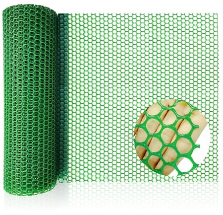 Maschendrahtzaun, 30cm*3M Hasendraht Grün Hühnerzaun Flexibel Gartenzaun Sechseckgeflecht Begrenzungszaun Kunststoff Schutznetz Absperrzaun für Garten Geflügel Camping(Blende 6mm)