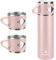 Vacuum Insulated Flask 700ml/23.6oz Stainless Steel Thermo Bottle with Cup for Coffee Water Hot and Cold Drink Flasks.(Pink,Set)