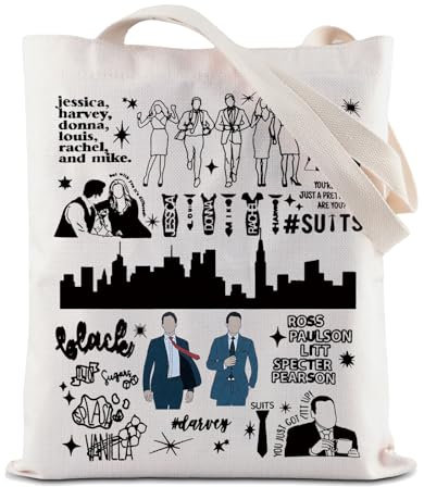 Von Film inspirierte Tragetasche, TV-Show-Zitate, wiederverwendbare Einkaufstasche, Harvey-Fans, Schultertasche, Tragetasche für Anzüge, 35*40cm