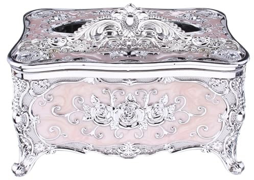 Kosmetiktuchspender aus Acryl, europäischer Stil, 18 x 12,4 x 9,9 cm, Rosa