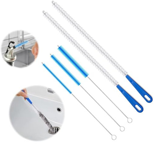 5 Piezas Cepillo de Limpieza para Desagüe, Desatascador Tuberias Profesional, para Desatascar Cabellos y Residuos en Desagües,Desatascador Fregadero para Limpieza de Cocina y Baño-45cm