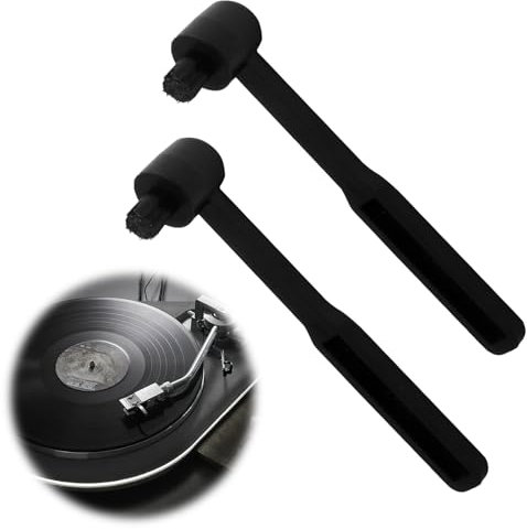 2PCS Vinyl Record Cleaning Brush, Carbon Fibre Stylus Cleaner Anti Static Brush Record Player Cleaning Kit Remove Dust Dirt Debris Extends Stylus Life for Turntables Record Players Vinyl Enthusiast