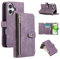 UEEBAI Wallet Case for iPhone 16 6.1, 9 Card Slots Retro Leather Wallet Shockproof Flip Cover with Hand Strap Card Slots Zipper Pocket Kickstand Handbag Magnetic Closure - Purple
